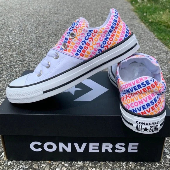 Converse CTAS Ox Madison White Multicolor Rainbow Sneakers New - Picture 7 of 7